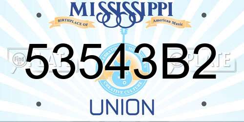 53543B2 Mississippi License Plate