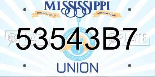 53543B7 Mississippi License Plate