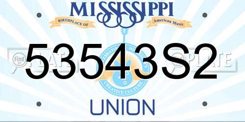 53543S2 Mississippi License Plate