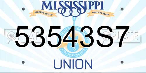 53543S7 Mississippi License Plate