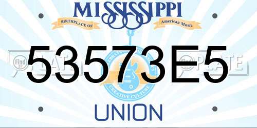 53573E5 Mississippi License Plate