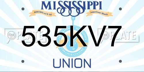 535KV7 Mississippi License Plate