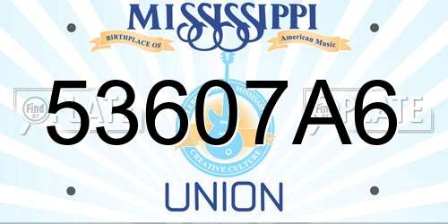 53607A6 Mississippi License Plate