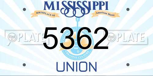 5362 Mississippi License Plate