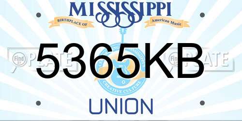 5365KB Mississippi License Plate