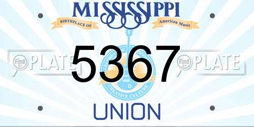 5367 Mississippi License Plate