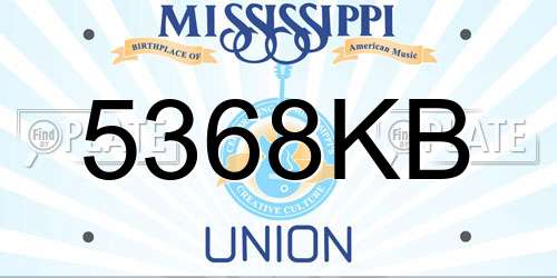 5368KB Mississippi License Plate