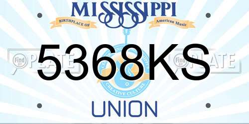 5368KS Mississippi License Plate