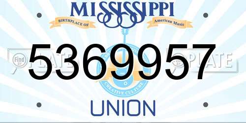 5369957 Mississippi License Plate