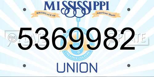 5369982 Mississippi License Plate