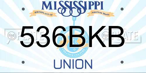 536BKB Mississippi License Plate