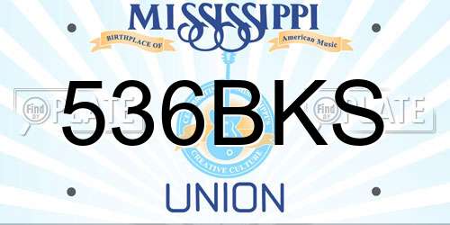 536BKS Mississippi License Plate