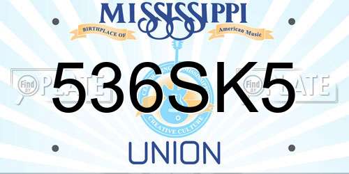 536SK5 Mississippi License Plate