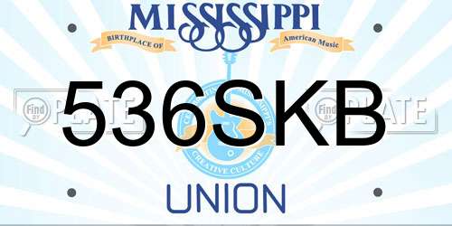 536SKB Mississippi License Plate