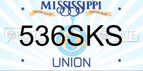 536SKS Mississippi License Plate