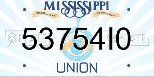 53754I0 Mississippi License Plate