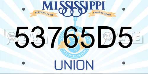 53765D5 Mississippi License Plate