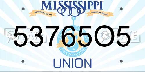53765O5 Mississippi License Plate