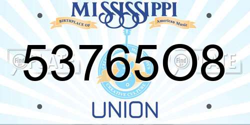 53765O8 Mississippi License Plate