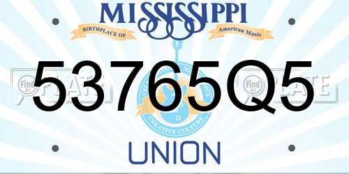 53765Q5 Mississippi License Plate