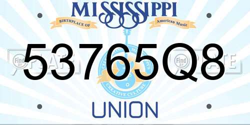 53765Q8 Mississippi License Plate