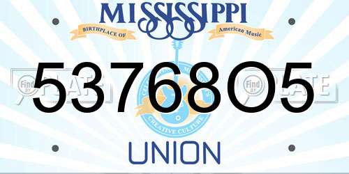 53768O5 Mississippi License Plate