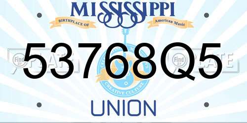 53768Q5 Mississippi License Plate