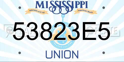 53823E5 Mississippi License Plate