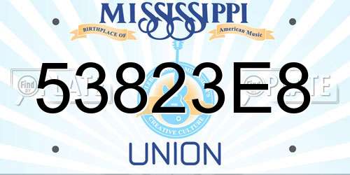 53823E8 Mississippi License Plate