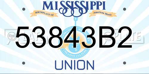 53843B2 Mississippi License Plate