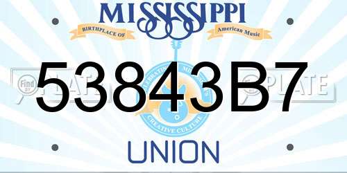 53843B7 Mississippi License Plate
