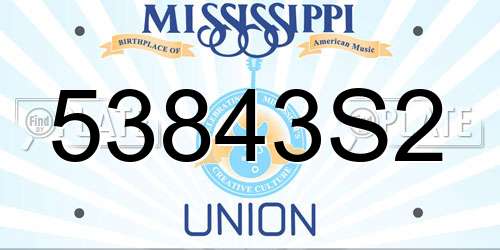 53843S2 Mississippi License Plate