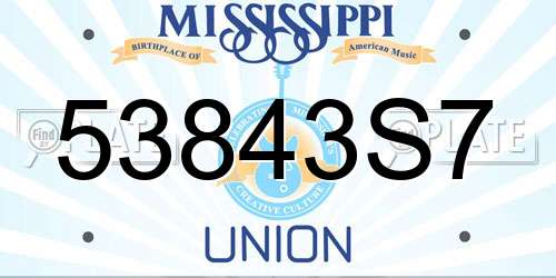 53843S7 Mississippi License Plate