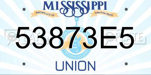 53873E5 Mississippi License Plate