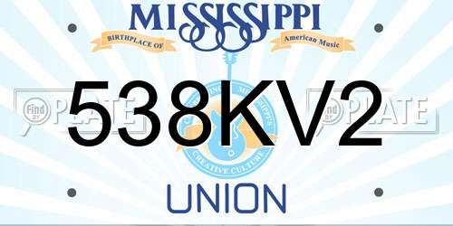538KV2 Mississippi License Plate