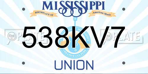 538KV7 Mississippi License Plate