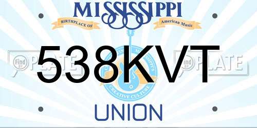 538KVT Mississippi License Plate