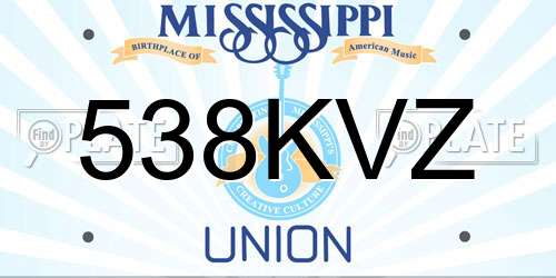 538KVZ Mississippi License Plate