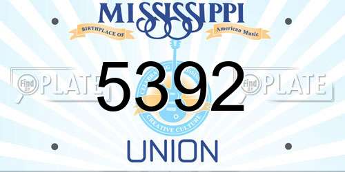 5392 Mississippi License Plate