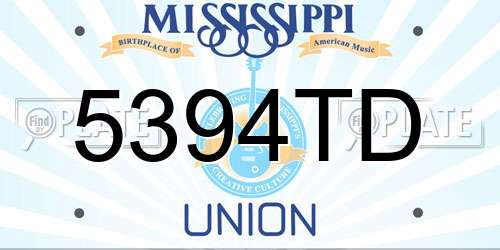 5394TD Mississippi License Plate