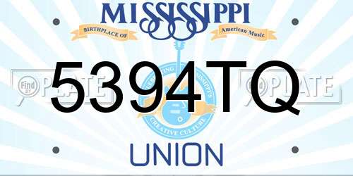 5394TQ Mississippi License Plate