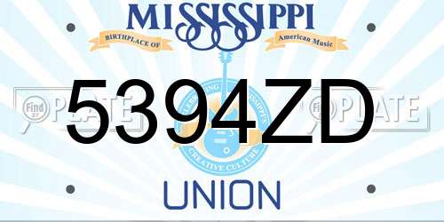5394ZD Mississippi License Plate