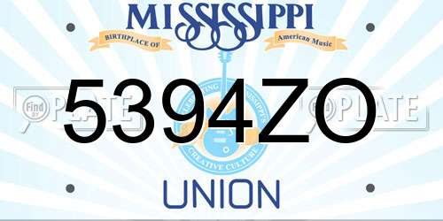 5394ZO Mississippi License Plate