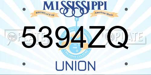5394ZQ Mississippi License Plate