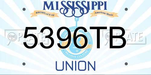 5396TB Mississippi License Plate