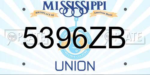 5396ZB Mississippi License Plate