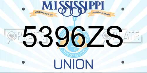 5396ZS Mississippi License Plate