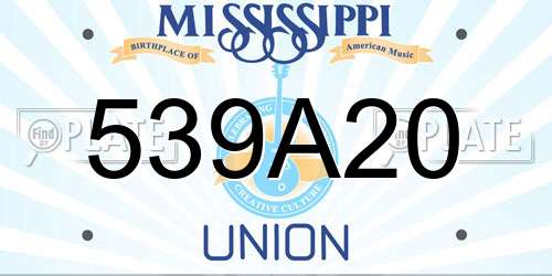 539A20 Mississippi License Plate