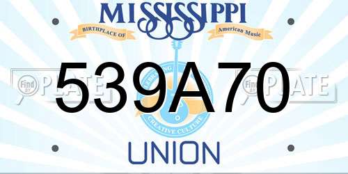 539A70 Mississippi License Plate