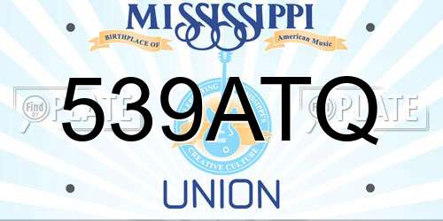 539ATQ Mississippi License Plate
